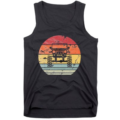 Vintage Truck Retro Sunset 4x4 Car Off Road Tank Top