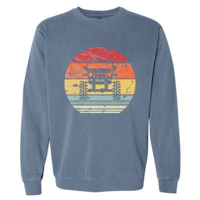 Vintage Truck Retro Sunset 4x4 Car Off Road Garment-Dyed Sweatshirt