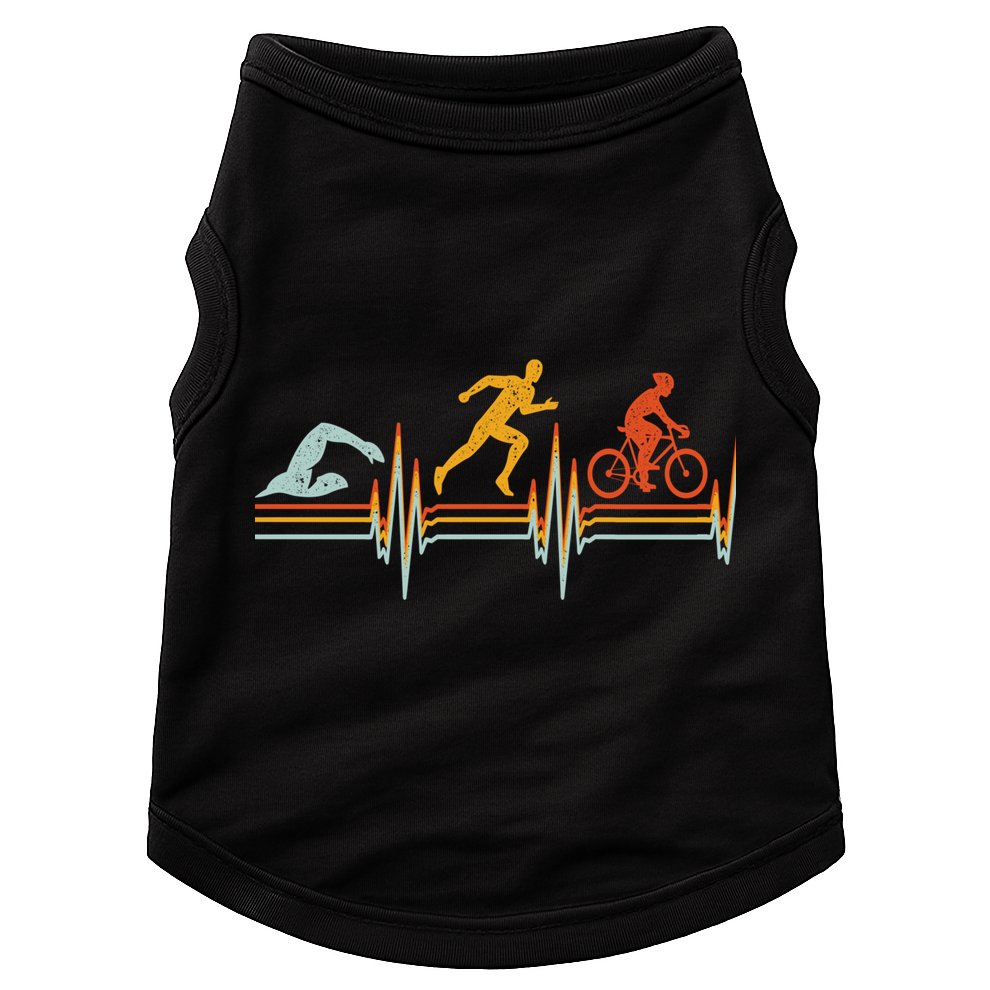 Vintage Triathlon Swim Bike Run Triathlete Heartbeat Cute Gift Doggie Tank