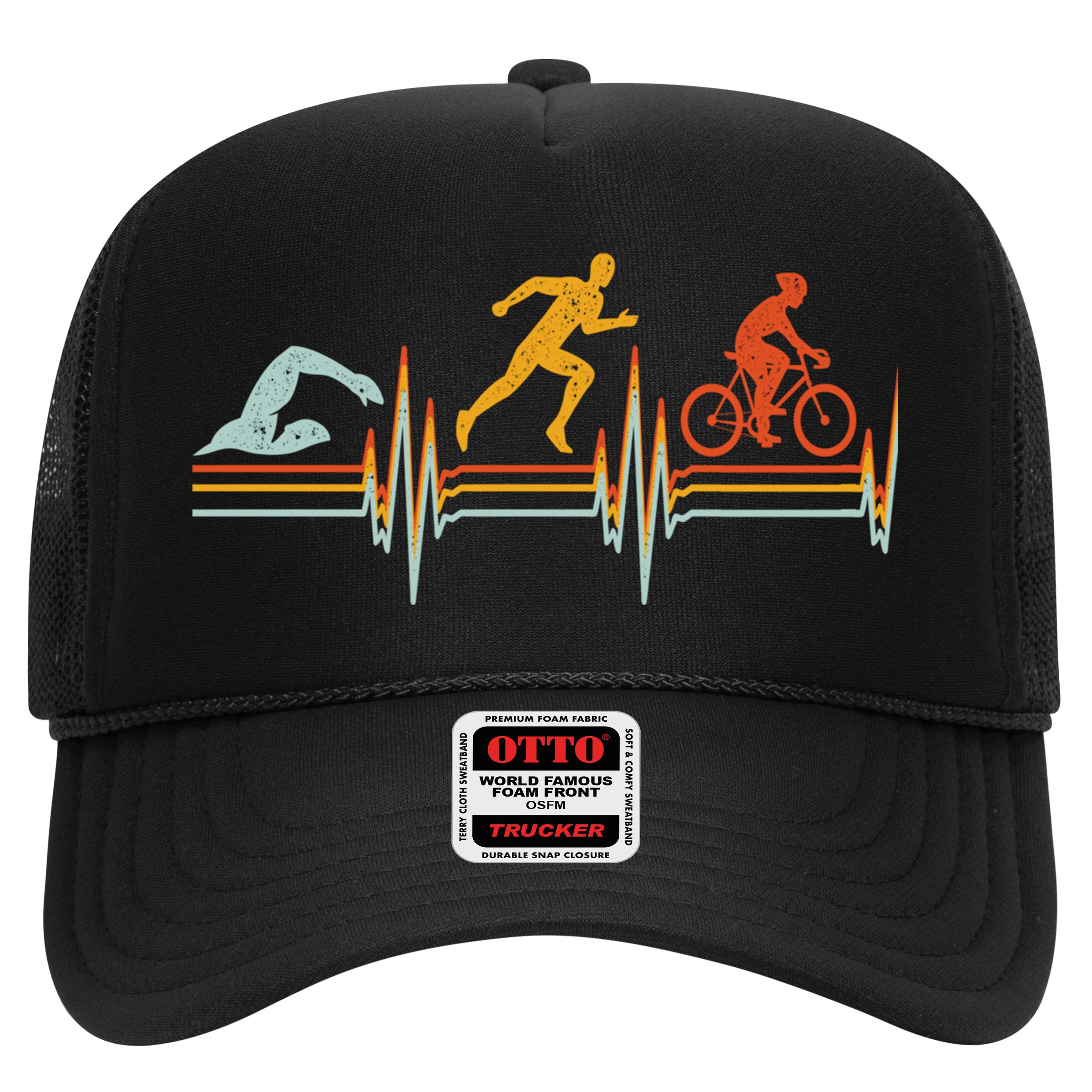 Vintage Triathlon Swim Bike Run Triathlete Heartbeat Cute Gift Hat