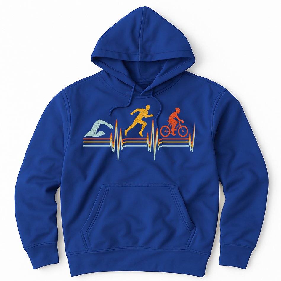 Vintage Triathlon Swim Bike Run Triathlete Heartbeat Cute Gift Hoodie