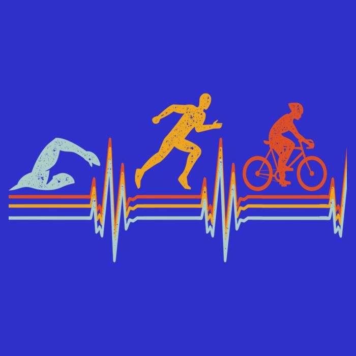 Vintage Triathlon Swim Bike Run Triathlete Heartbeat Cute Gift Hoodie
