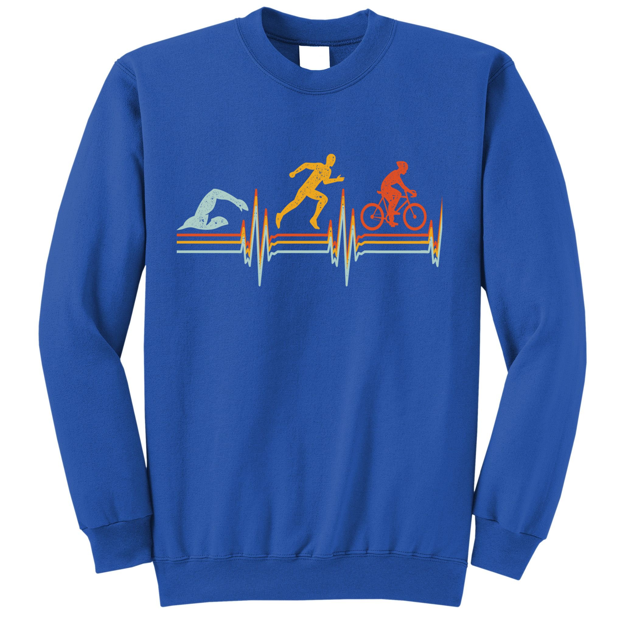 Vintage Triathlon Swim Bike Run Triathlete Heartbeat Cute Gift Sweatshirt