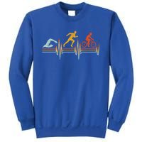 Vintage Triathlon Swim Bike Run Triathlete Heartbeat Cute Gift Sweatshirt