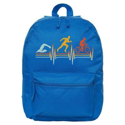 Vintage Triathlon Swim Bike Run Triathlete Heartbeat Cute Gift 16 in Basic Backpack