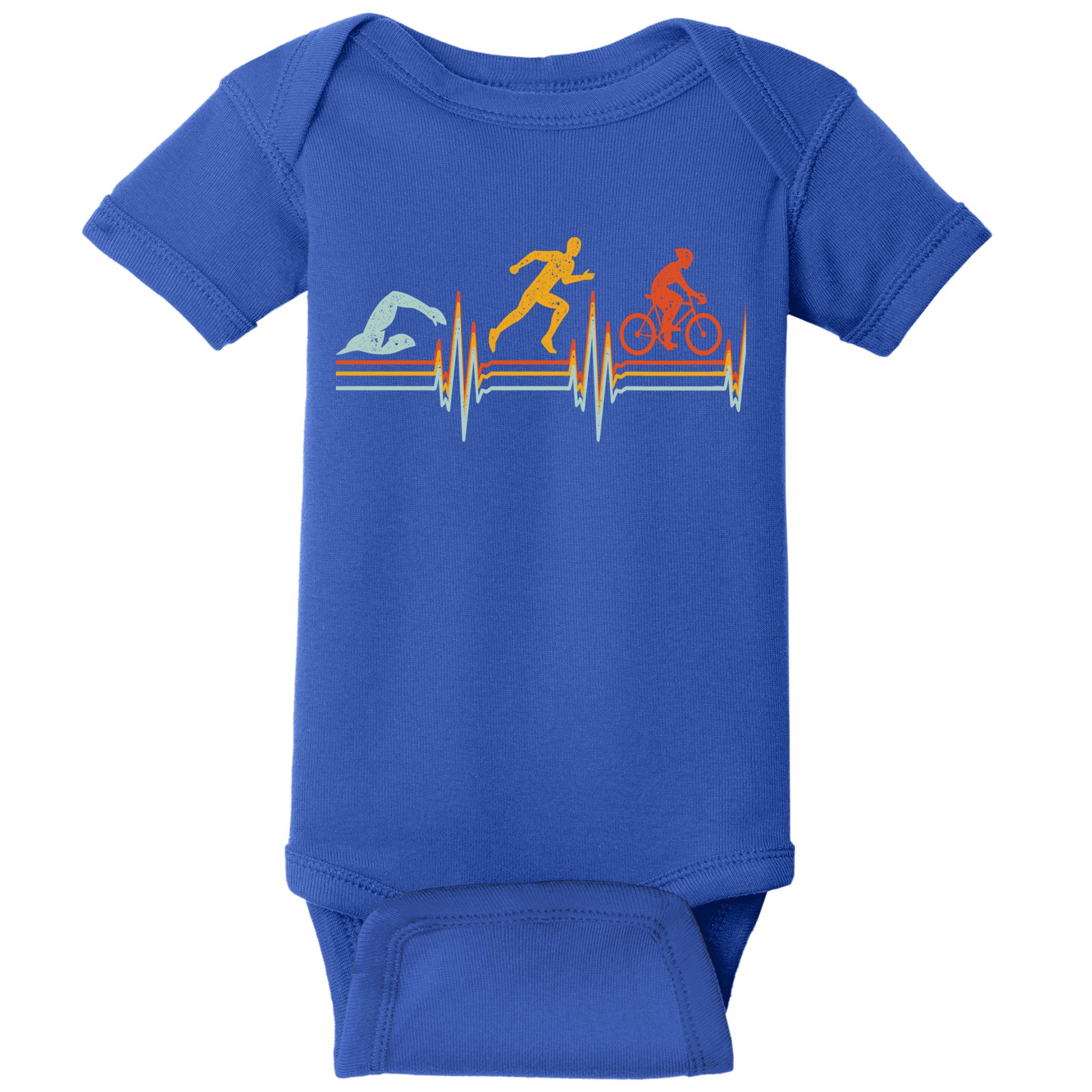 Vintage Triathlon Swim Bike Run Triathlete Heartbeat Cute Gift Baby Bodysuit