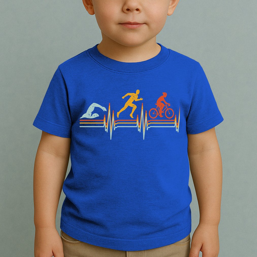 Vintage Triathlon Swim Bike Run Triathlete Heartbeat Cute Gift Toddler T-Shirt