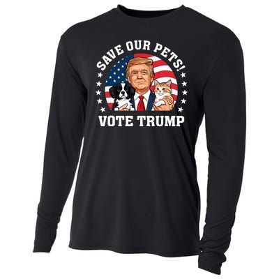 Vote Trump Save Our Pets Cats Dogs 2024 Make Pets Safe Again Cooling Performance Long Sleeve Crew