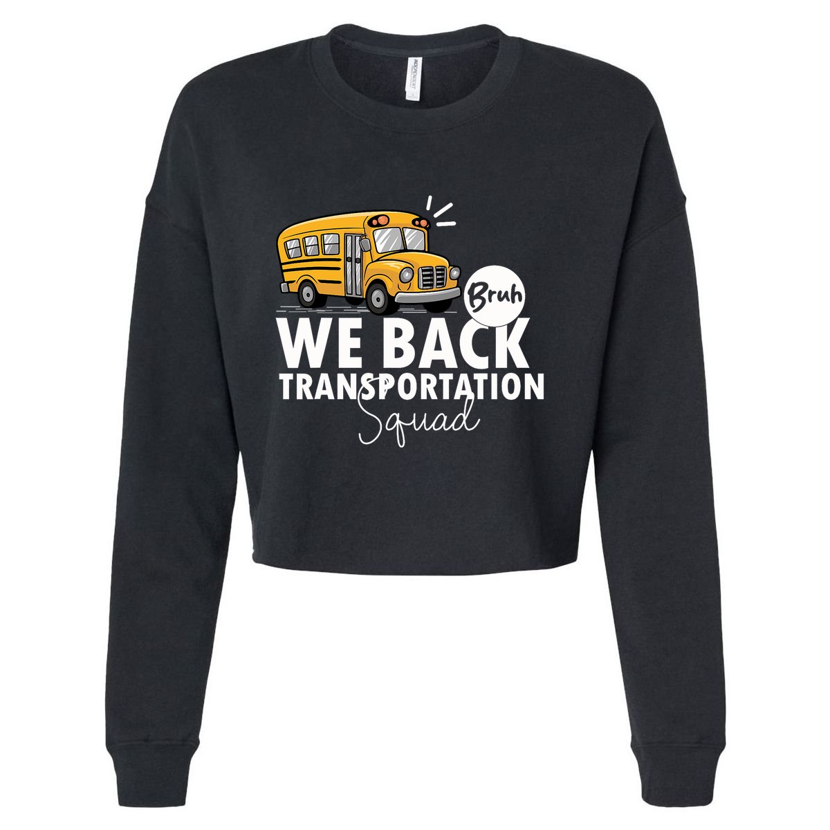 Vintage Transportation Squad Retro School Bus Driver Cropped Pullover Crew