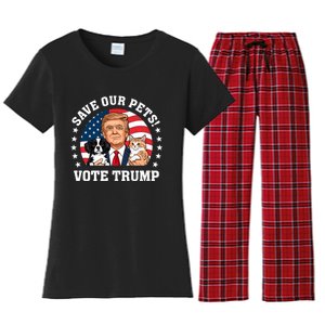 Vote Trump Save Our Pets Cats Dogs 2024 Make Pets Safe Again Women's Flannel Pajama Set