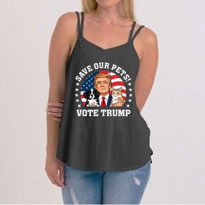 Vote Trump Save Our Pets Cats Dogs 2024 Make Pets Safe Again Women's Strappy Tank