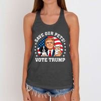 Vote Trump Save Our Pets Cats Dogs 2024 Make Pets Safe Again Women's Knotted Racerback Tank