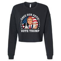 Vote Trump Save Our Pets Cats Dogs 2024 Make Pets Safe Again Cropped Pullover Crew