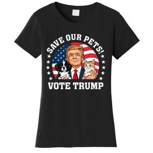 Vote Trump Save Our Pets Cats Dogs 2024 Make Pets Safe Again Women's T-Shirt