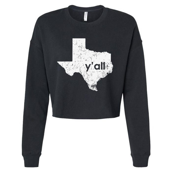 Vintage Texas State Of Texas YAll Tx State Funny Texas Cropped Pullover Crew