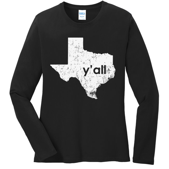 Vintage Texas State Of Texas YAll Tx State Funny Texas Ladies Long Sleeve Shirt