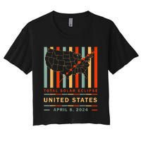 Vintage Total Solar Eclipse 2024 United States Women's Crop Top Tee