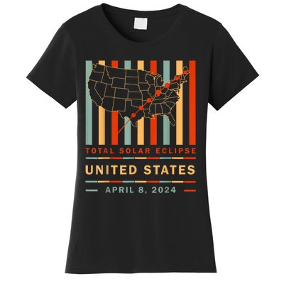 Vintage Total Solar Eclipse 2024 United States Women's T-Shirt