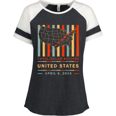 Vintage Total Solar Eclipse 2024 United States Enza Ladies Jersey Colorblock Tee