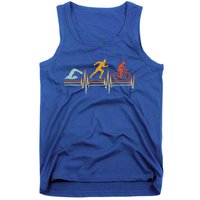 Vintage Triathlon Swim Bike Run Triathlete Heartbeat Gift Tank Top