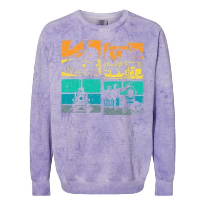 Vintage Trains Steam Locomotive Railroad Colorblast Crewneck Sweatshirt