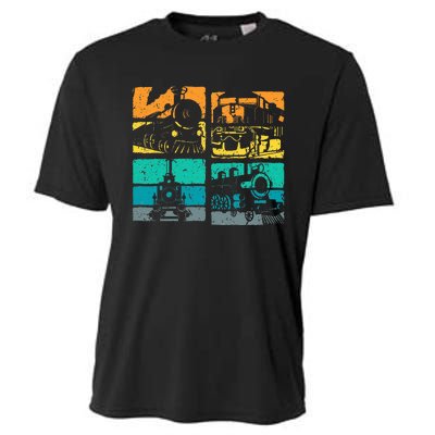 Vintage Trains Steam Locomotive Railroad Cooling Performance Crew T-Shirt