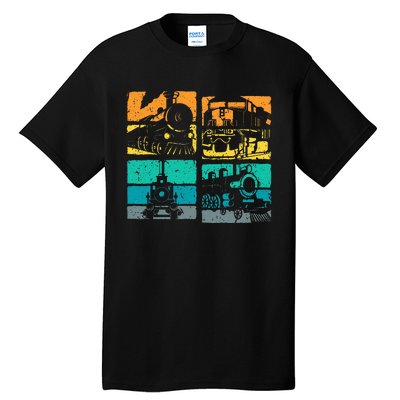 Vintage Trains Steam Locomotive Railroad Tall T-Shirt