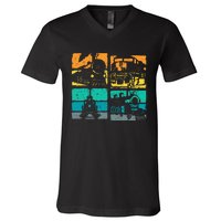 Vintage Trains Steam Locomotive Railroad V-Neck T-Shirt