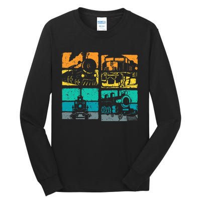 Vintage Trains Steam Locomotive Railroad Tall Long Sleeve T-Shirt