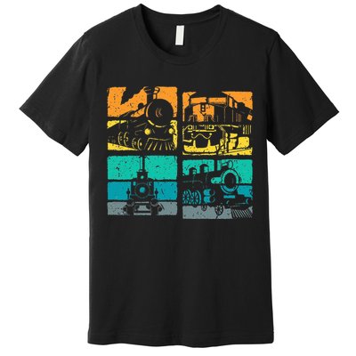 Vintage Trains Steam Locomotive Railroad Premium T-Shirt