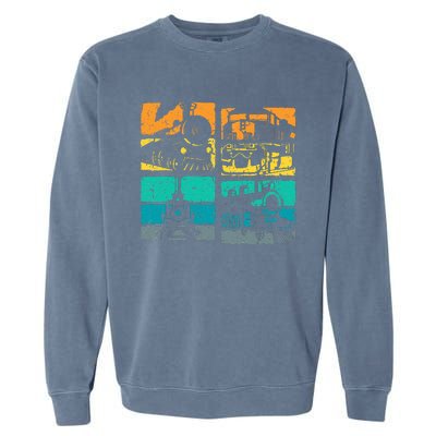 Vintage Trains Steam Locomotive Railroad Garment-Dyed Sweatshirt