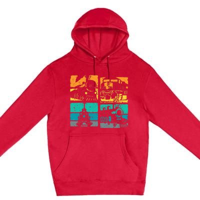 Vintage Trains Steam Locomotive Railroad Premium Pullover Hoodie