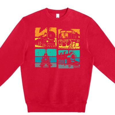 Vintage Trains Steam Locomotive Railroad Premium Crewneck Sweatshirt