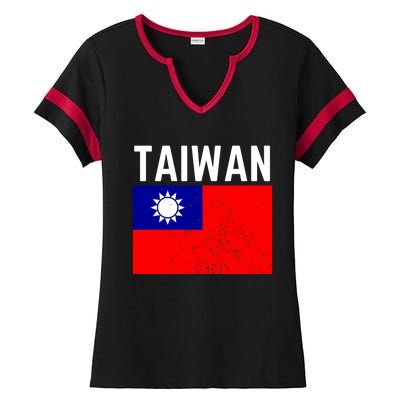 Vintage Taiwan Taiwanese Flag Pride Gift Funny Gift Ladies Halftime Notch Neck Tee