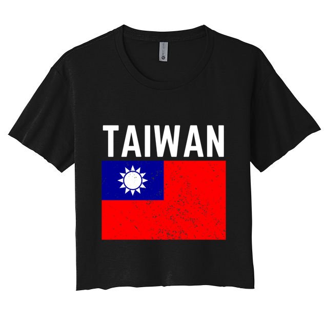 Vintage Taiwan Taiwanese Flag Pride Gift Funny Gift Crop Top