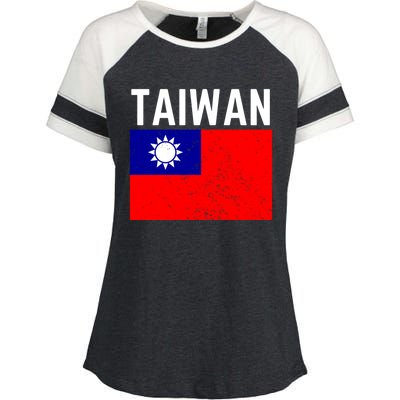 Vintage Taiwan Taiwanese Flag Pride Gift Funny Gift Enza Ladies Jersey Colorblock Tee