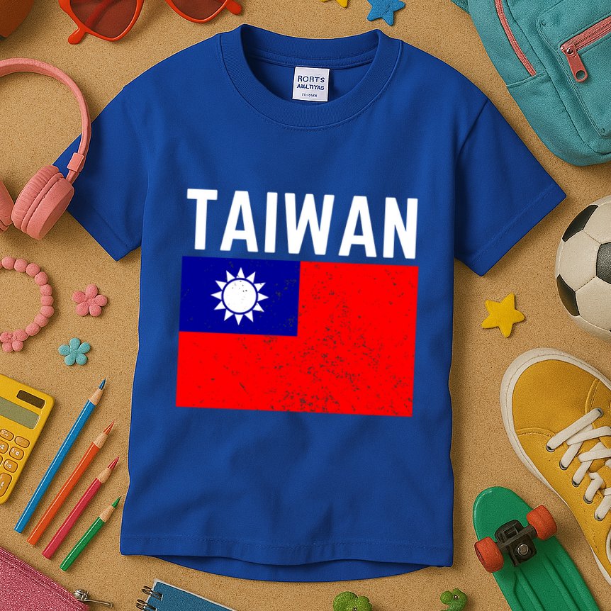 Vintage Taiwan Taiwanese Flag Pride Gift Funny Gift Kids T-Shirt