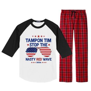 Vote Tampon Tim Will Stop The Red Wave American Flag 2024 Raglan Sleeve Pajama Set