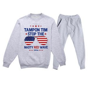 Vote Tampon Tim Will Stop The Red Wave American Flag 2024 Premium Crewneck Sweatsuit Set