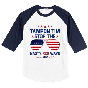 Vote Tampon Tim Will Stop The Red Wave American Flag 2024 Baseball Sleeve Shirt