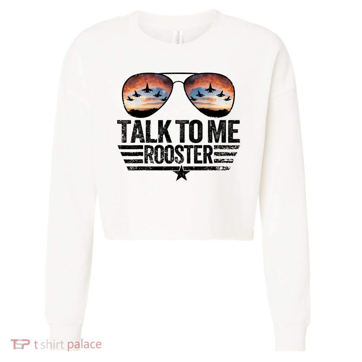 Vintage Talk To Me Rooster Glasses Retro Mens Women Cropped Pullover Crew