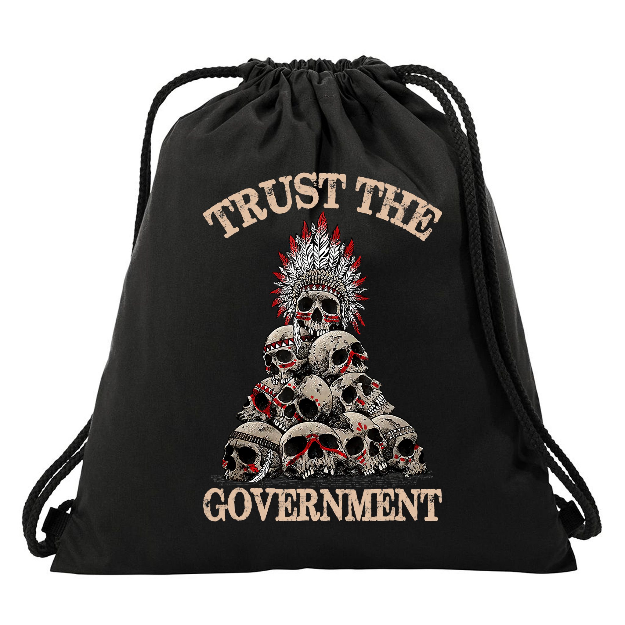 Vintage Trust The Government Skull Native American Drawstring Bag