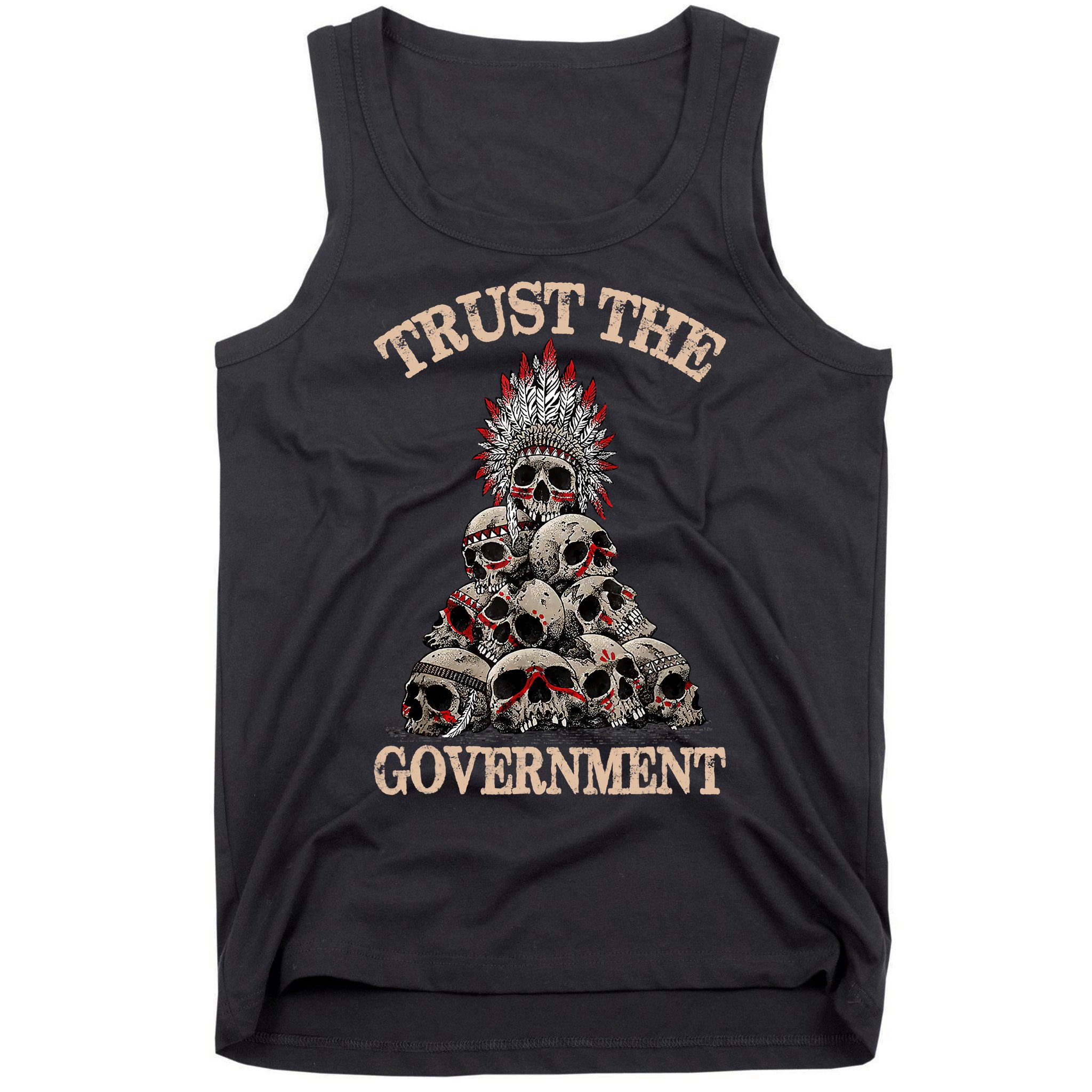Vintage Trust The Government Skull Native American Tank Top