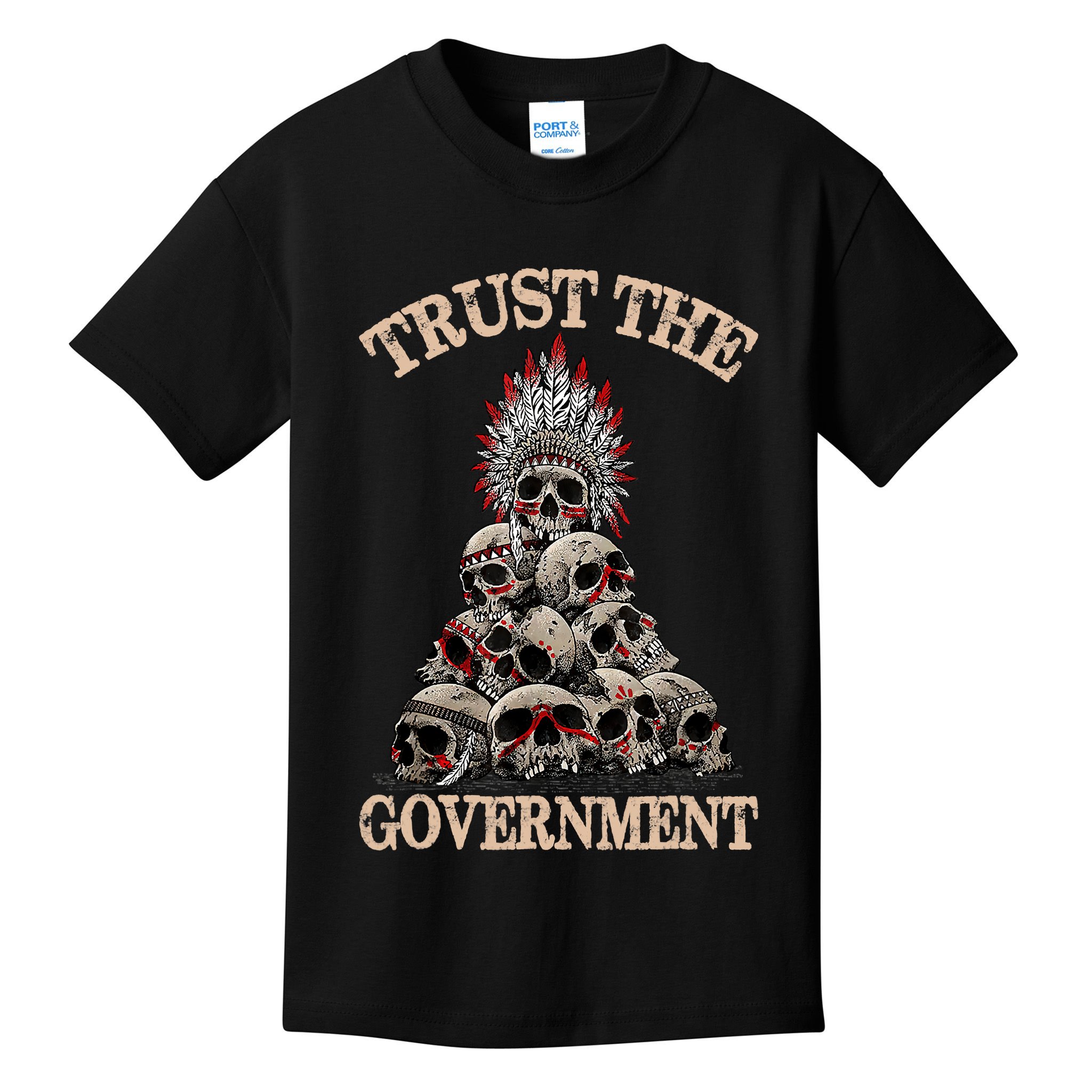 Vintage Trust The Government Skull Native American Kids T-Shirt