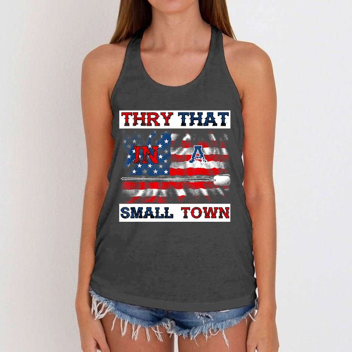 Vintage Try That In My Town American Flag For Women Men Women's Knotted Racerback Tank