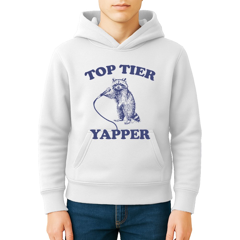 Vintage Top Tier Yapper Meme Retro Cartoon Kids Hoodie