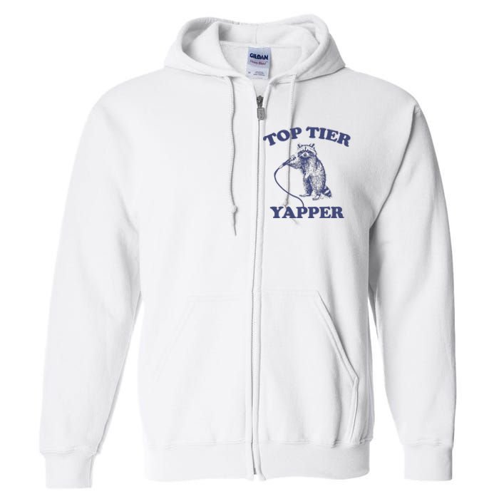 Vintage Top Tier Yapper Meme Retro Cartoon Full Zip Hoodie