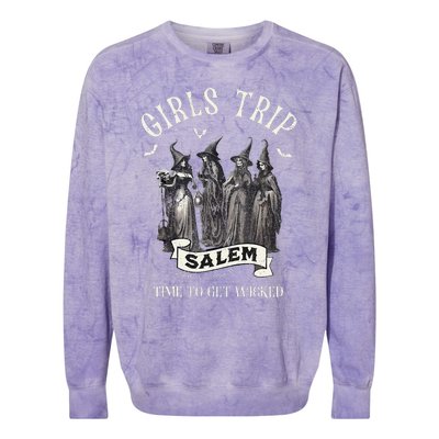 Vintage Trip To Salem Time To Get Wicked Halloween Colorblast Crewneck Sweatshirt