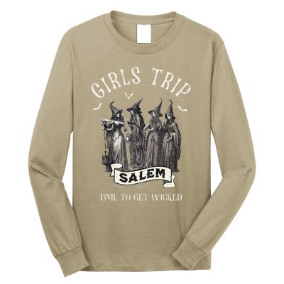 Vintage Trip To Salem Time To Get Wicked Halloween Long Sleeve Shirt