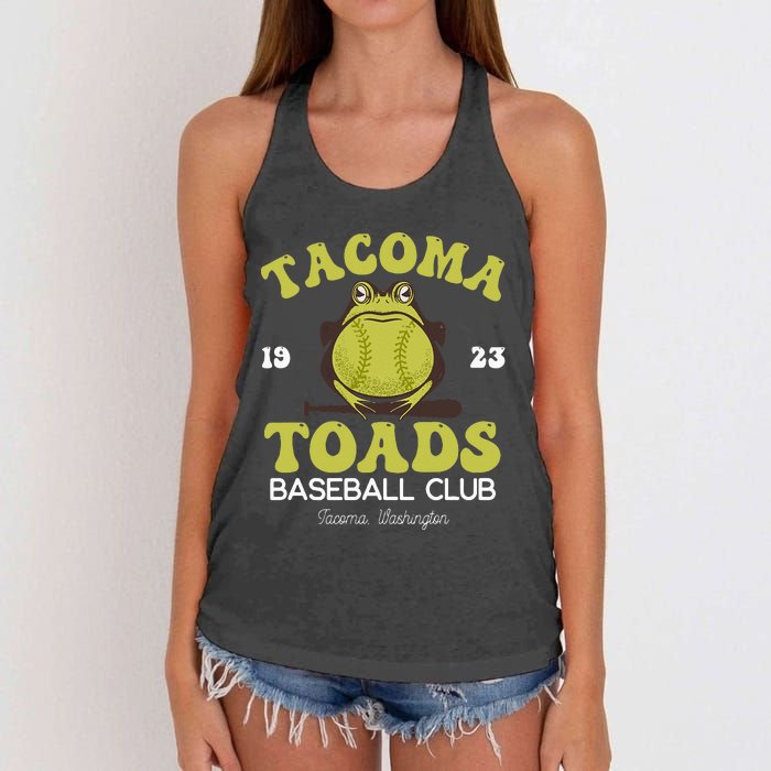 Vintage Tacoma Toads Retro Minor League Baseball Team Women's Knotted Racerback Tank